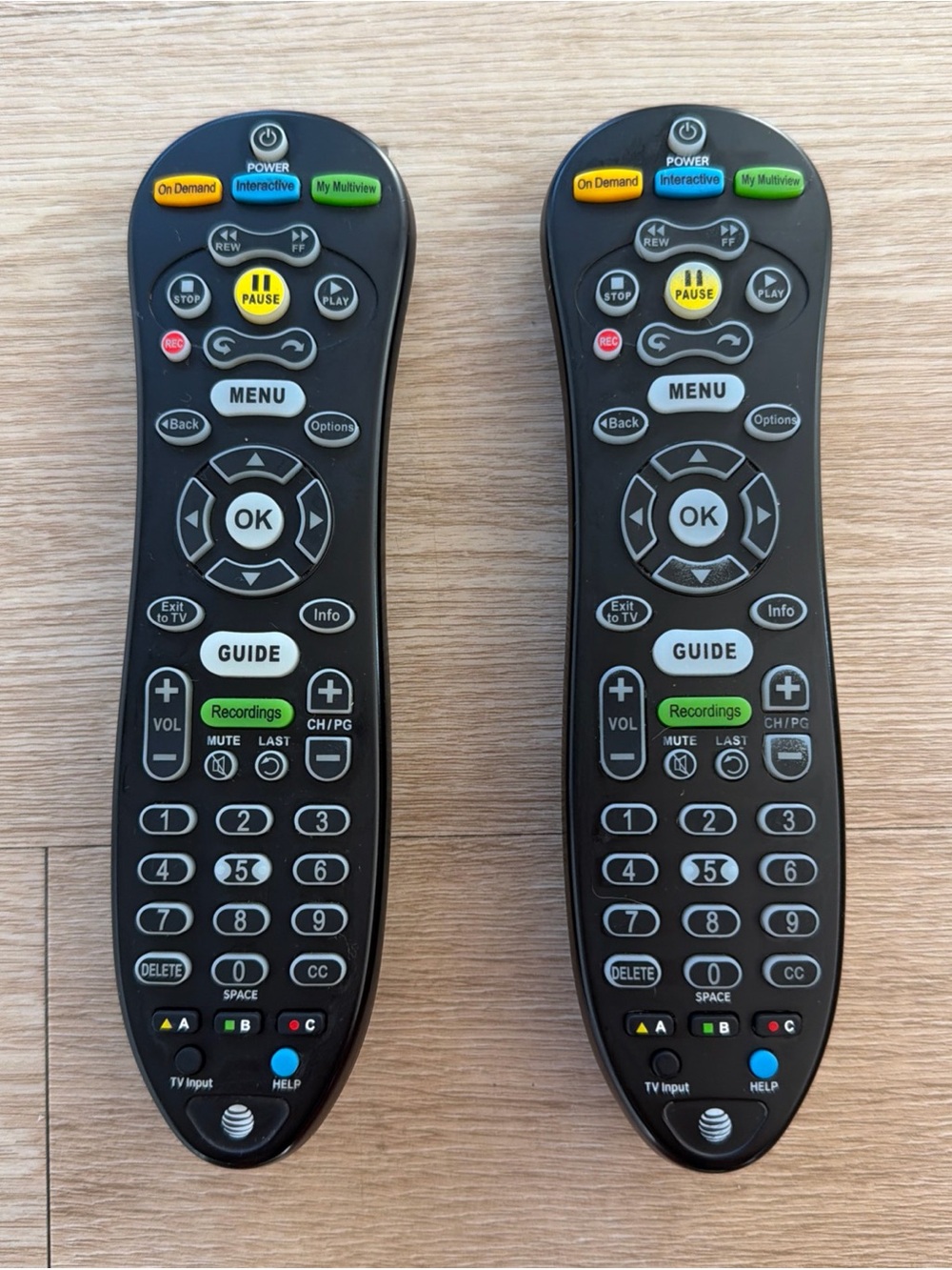 Lot of 2 AT&T U-Verse S30-S1B Universe Remote Controls - Working - Black Pair
